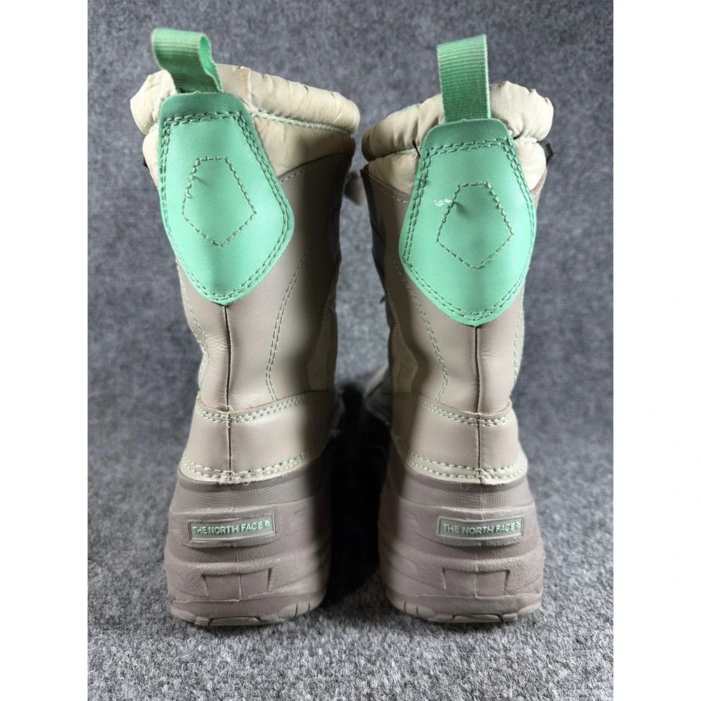 The North Face Alpenglow Winter Boots Taupe Mint Green Waterproof Snow Boot